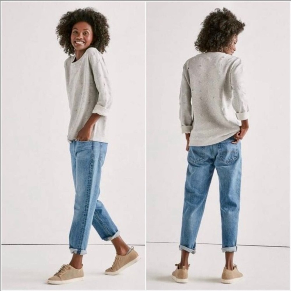 Lucky Brand distressed polka dot pullover sweater - Picture 2 of 5